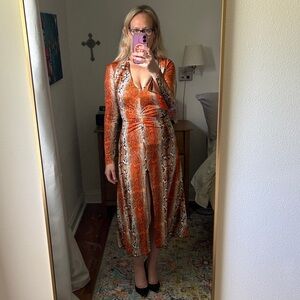 Rotate Birger Christensen Python‎ V Neck Dress
